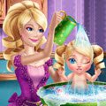 Barbie Princess Baby Wash Games : Barbie has to take care of her cute daughter and n ...