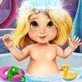 Rapunzel Baby Bath Games : Climb into the tower and take care of the adorable baby Rapu ...